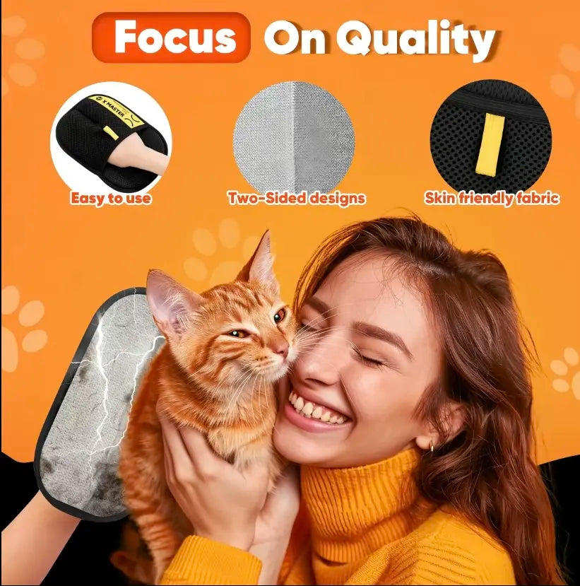 Pet Hair Removal Tool- Glove-Upgraded 2-Way Electrostatic ,Reusable Sticky Brush Mitt for Cat & Dog Hair, Premium Lint Remover for Couch, Furniture, Car Seat, Carpet, Bedding & All Fabrics, Washable, Durable & Effective on Stubborn Fur & Lint