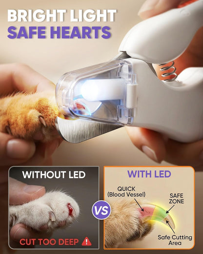 2-In-1 Cat Nail Clippers & Dog Nail Clippers Trimmers for Large Medium Small Dogs Cats Claw Trimmer Quick Sensor and Safety Guard USB Rechargeable with 2 LED Lights Dogs Nail Trimmer