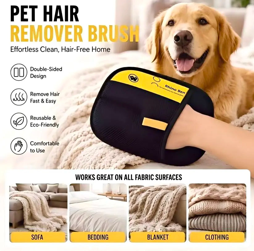Pet Hair Removal Tool- Glove-Upgraded 2-Way Electrostatic ,Reusable Sticky Brush Mitt for Cat & Dog Hair, Premium Lint Remover for Couch, Furniture, Car Seat, Carpet, Bedding & All Fabrics, Washable, Durable & Effective on Stubborn Fur & Lint