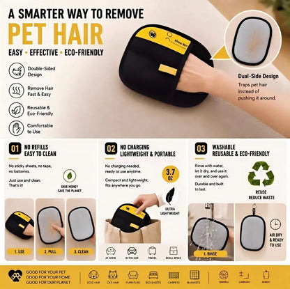 Pet Hair Removal Tool- Glove-Upgraded 2-Way Electrostatic ,Reusable Sticky Brush Mitt for Cat & Dog Hair, Premium Lint Remover for Couch, Furniture, Car Seat, Carpet, Bedding & All Fabrics, Washable, Durable & Effective on Stubborn Fur & Lint